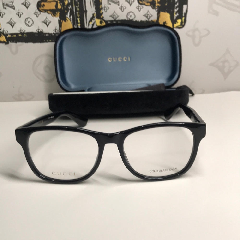 Luxury New Authentic Gucci GG1344O 005 Black Square Eyeglasses - Picture 5 of 14